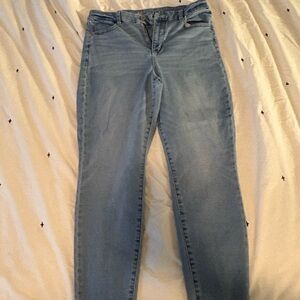 American Eagle Outfitters Blue Skinny Jeans Distressed Denim Size 14